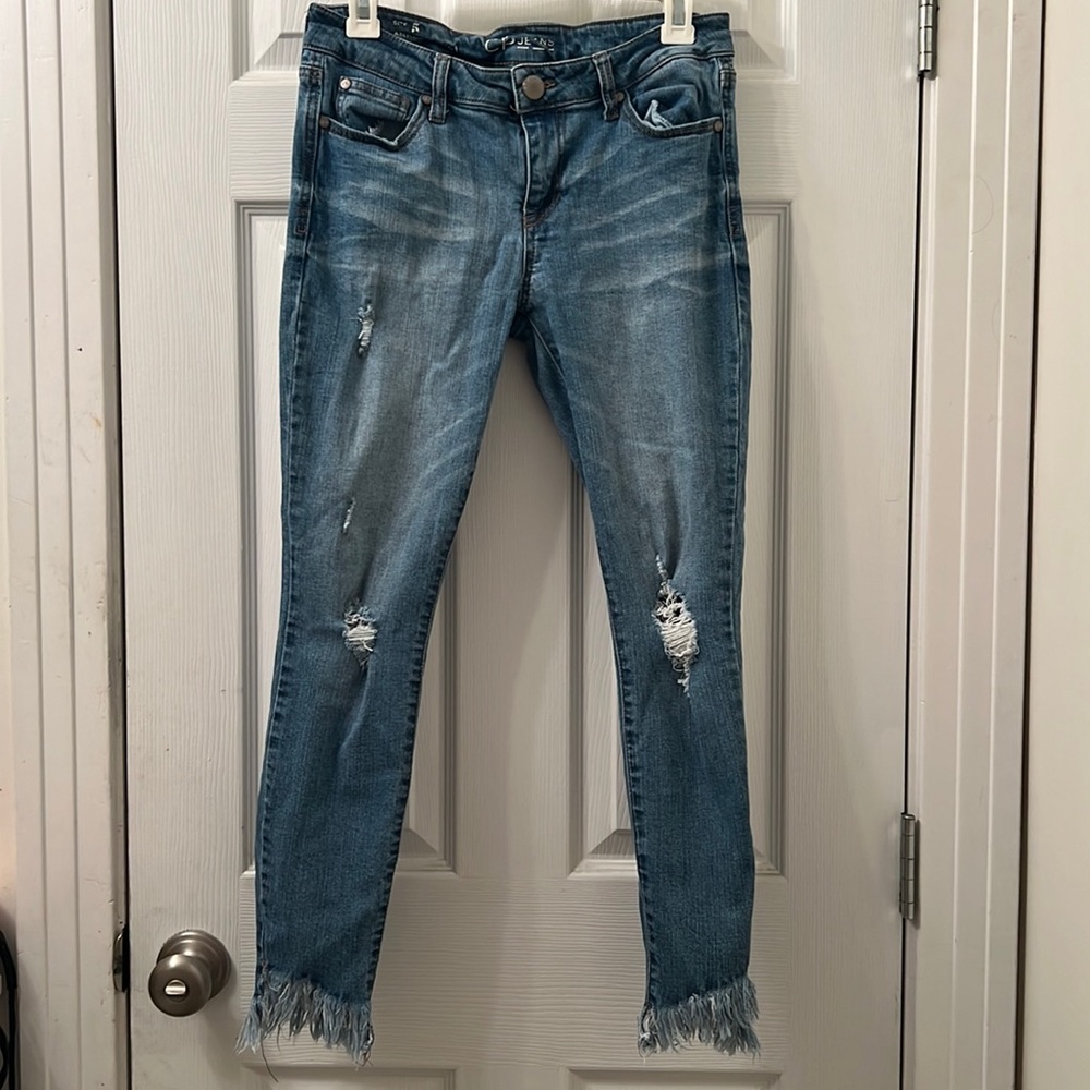 CP Jeans ankle distressed skinny jeans